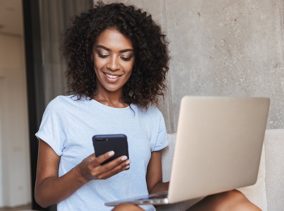 Woman using Microsoft Office on Mobile