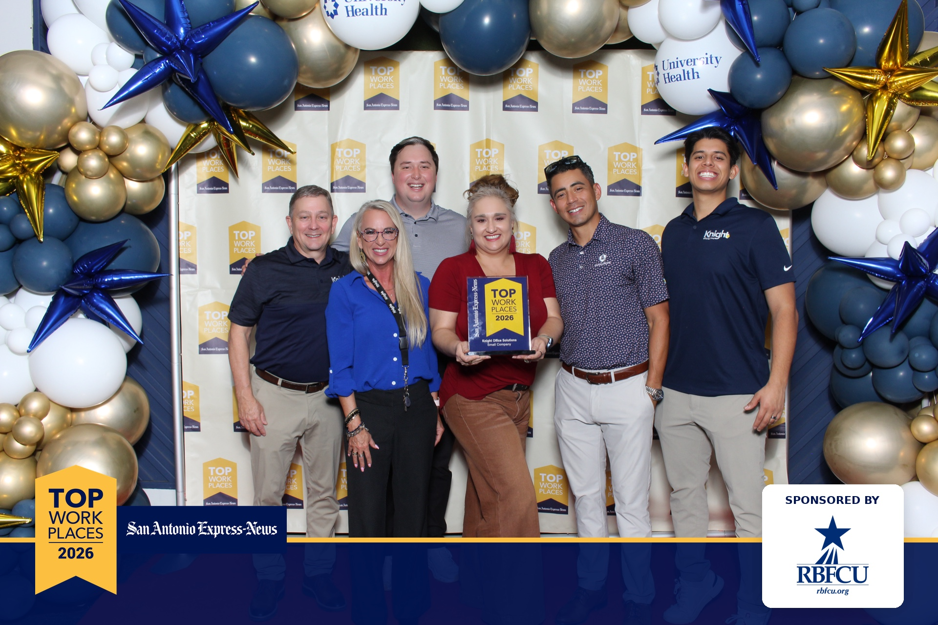 Knight Office employees with the 2026 San Antonio Express-News Top Workplace award